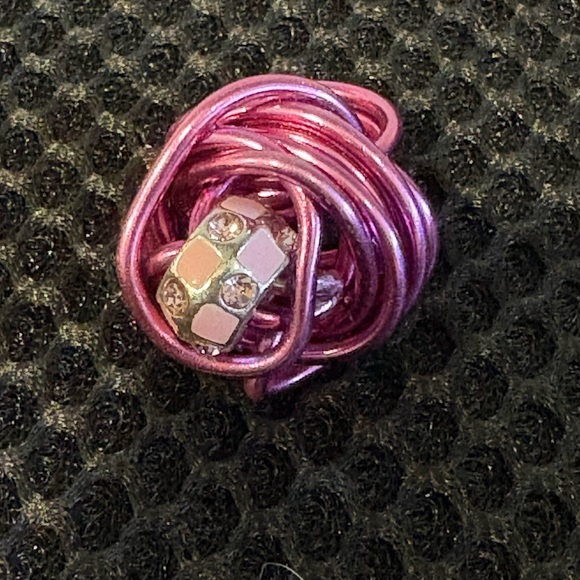 Whimsical Wire-Wrapped Statement Ring - Pink & Silver Sparkle - Picture 11 of 16